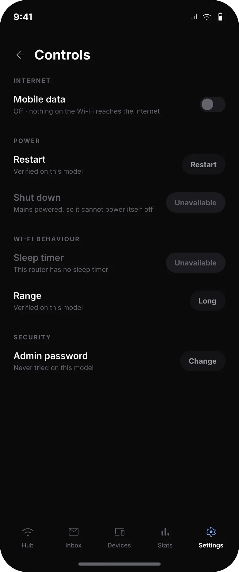 Router controls in Baseband