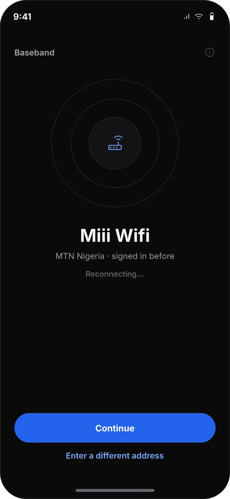 Baseband recognising a saved router